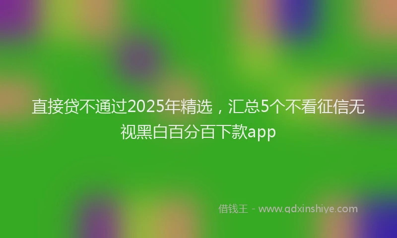 直接贷不通过2025年精选，汇总5个不看征信无视黑白百分百下款app