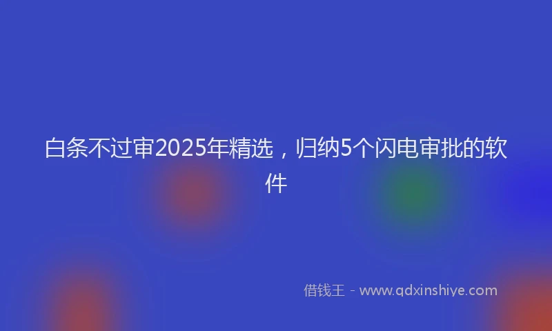 白条不过审2025年精选，归纳5个闪电审批的软件