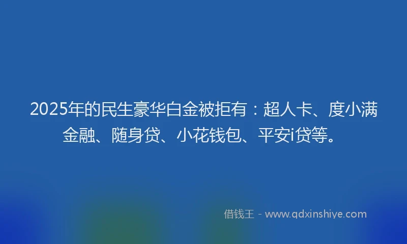 2025年的民生豪华白金被拒有：超人卡、度小满金融、随身贷、小花钱包、平安i贷等。