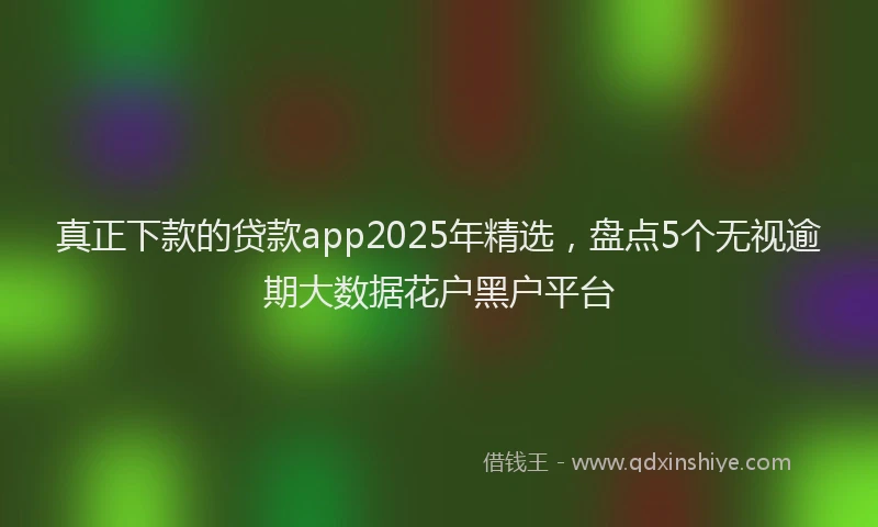 真正下款的贷款app2025年精选，盘点5个无视逾期大数据花户黑户平台