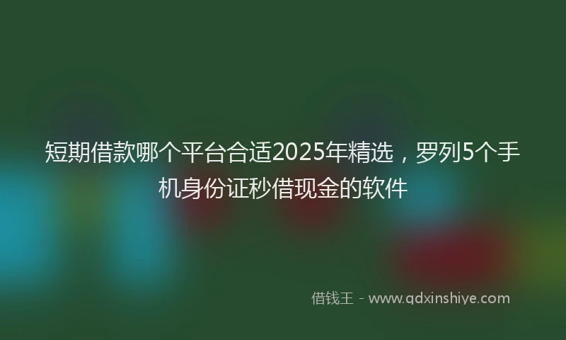 短期借款哪个平台合适2025年精选，罗列5个手机身份证秒借现金的软件