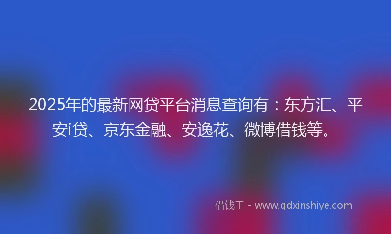 2025年的最新网贷平台消息查询有：东方汇、平安i贷、京东金融、安逸花、微博借钱等。