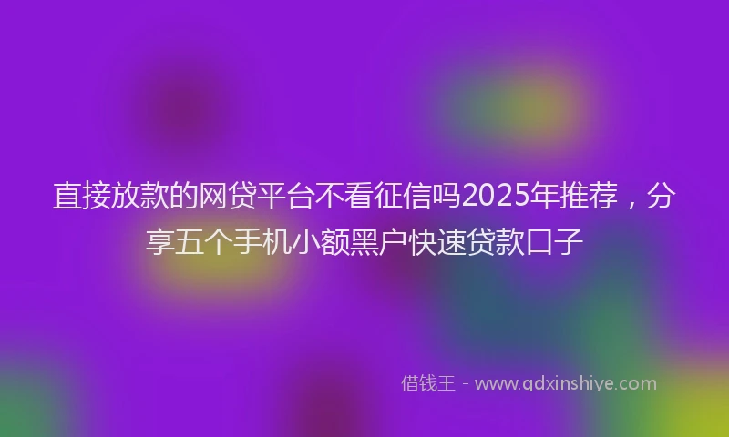 直接放款的网贷平台不看征信吗2025年推荐，分享五个手机小额黑户快速贷款口子