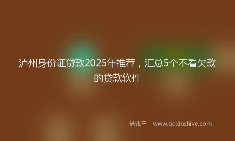 泸州身份证贷款2025年推荐，汇总5个不看欠款的贷款软件