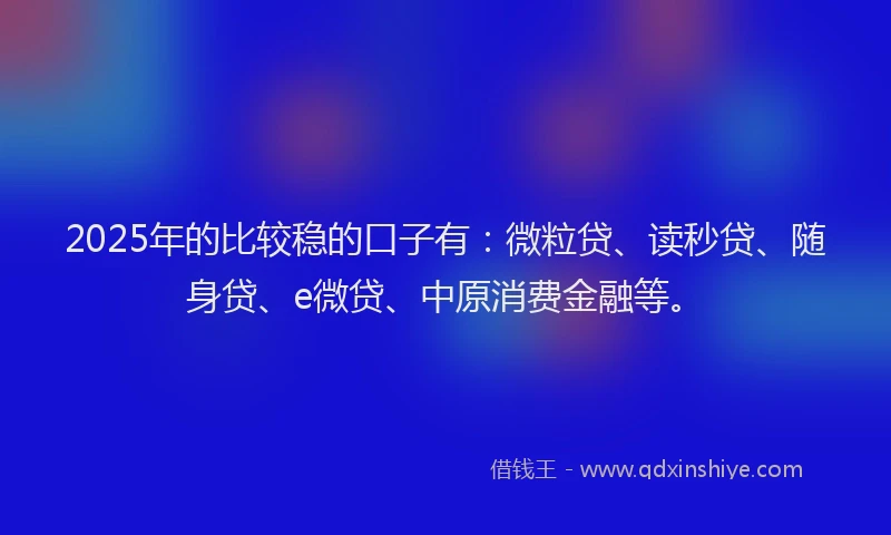 2025年的比较稳的口子有：微粒贷、读秒贷、随身贷、e微贷、中原消费金融等。