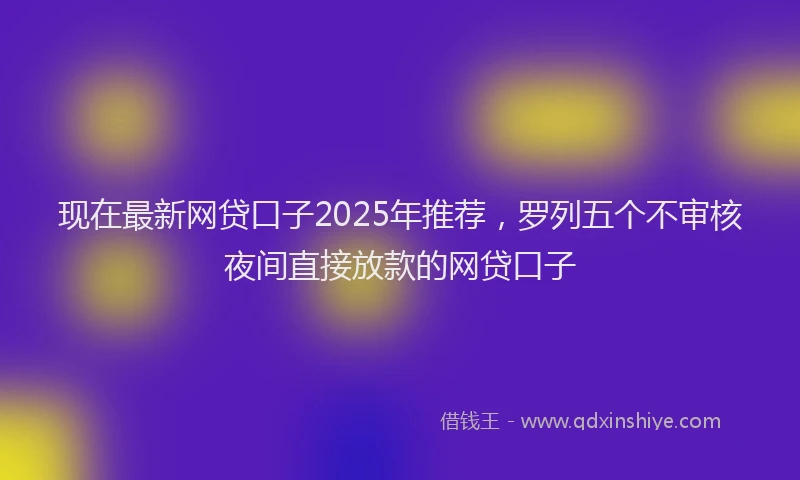 现在最新网贷口子2025年推荐，罗列五个不审核夜间直接放款的网贷口子