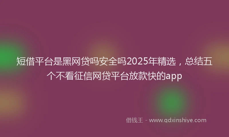 短借平台是黑网贷吗安全吗2025年精选，总结五个不看征信网贷平台放款快的app