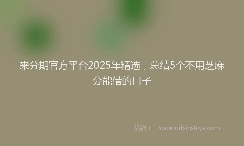 来分期官方平台2025年精选，总结5个不用芝麻分能借的口子