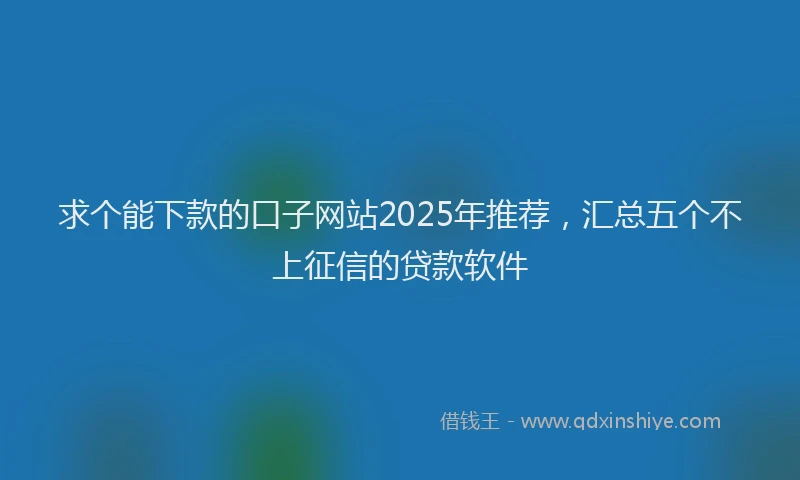 求个能下款的口子网站2025年推荐，汇总五个不上征信的贷款软件