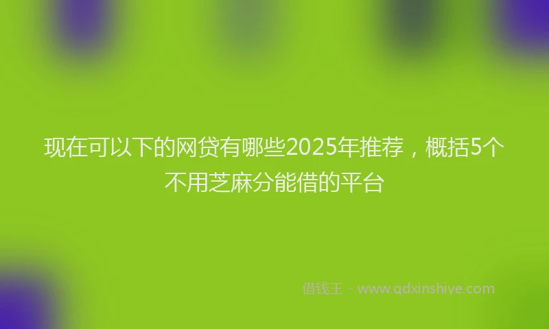 现在可以下的网贷有哪些2025年推荐，概括5个不用芝麻分能借的平台