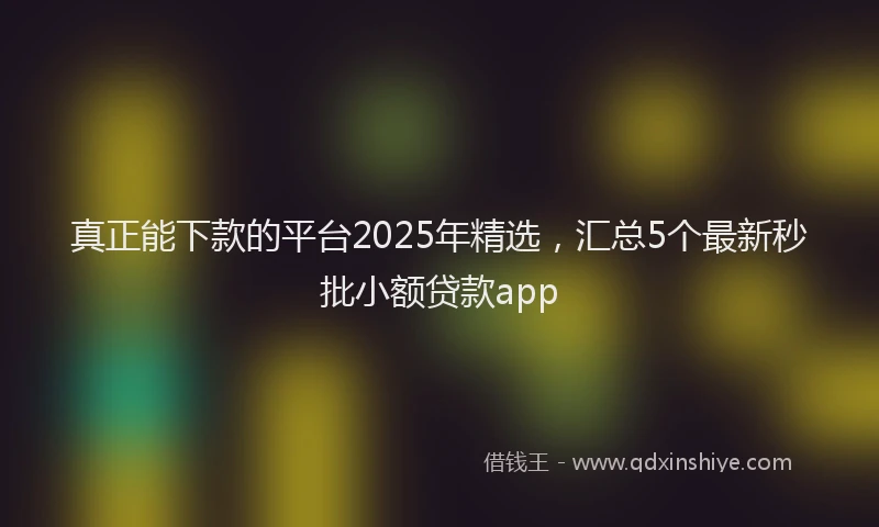 真正能下款的平台2025年精选，汇总5个最新秒批小额贷款app