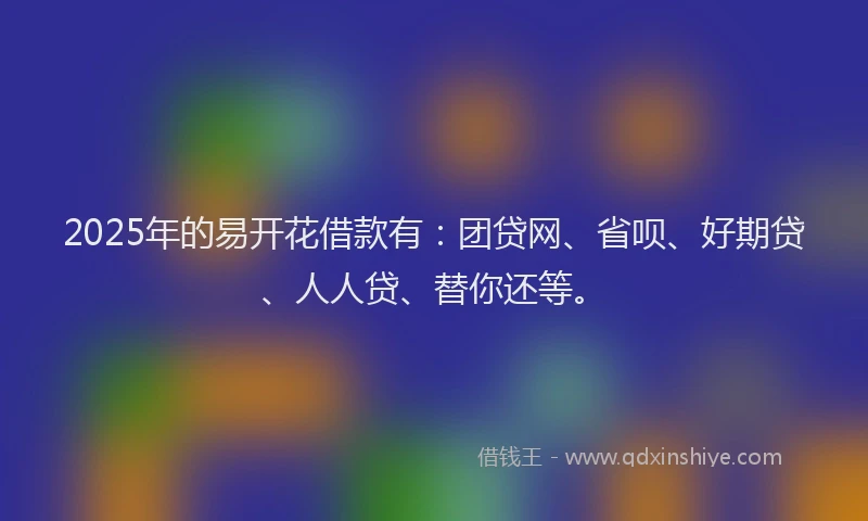 2025年的易开花借款有：团贷网、省呗、好期贷、人人贷、替你还等。