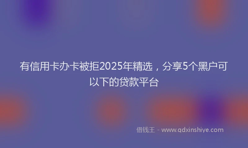 有信用卡办卡被拒2025年精选，分享5个黑户可以下的贷款平台