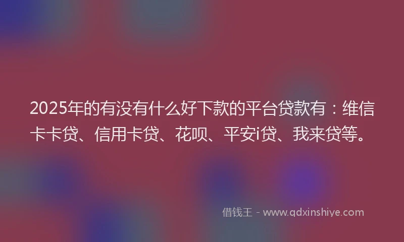 2025年的有没有什么好下款的平台贷款有：维信卡卡贷、信用卡贷、花呗、平安i贷、我来贷等。