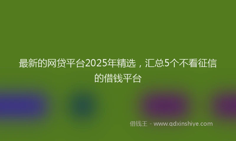 最新的网贷平台2025年精选，汇总5个不看征信的借钱平台