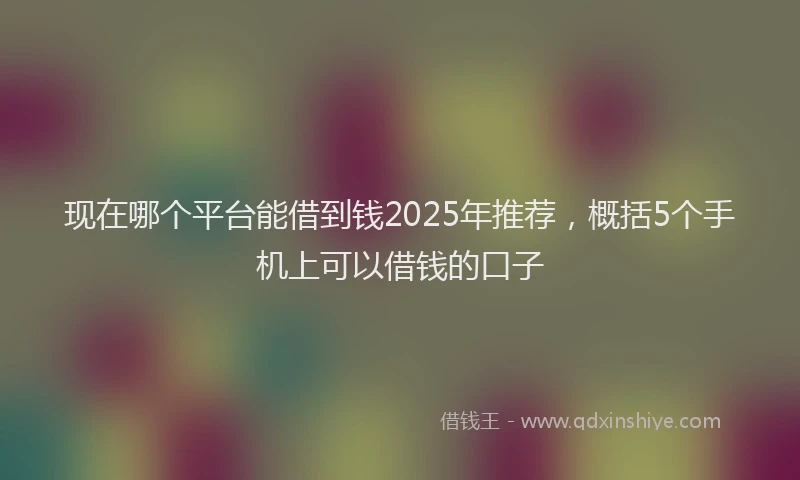 现在哪个平台能借到钱2025年推荐，概括5个手机上可以借钱的口子