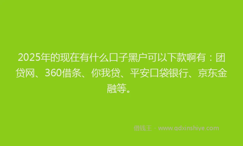 2025年的现在有什么口子黑户可以下款啊有：团贷网、360借条、你我贷、平安口袋银行、京东金融等。