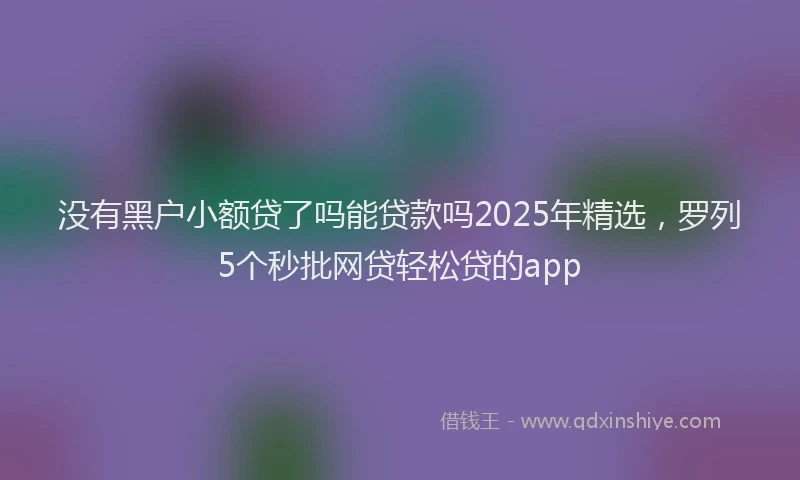 没有黑户小额贷了吗能贷款吗2025年精选，罗列5个秒批网贷轻松贷的app