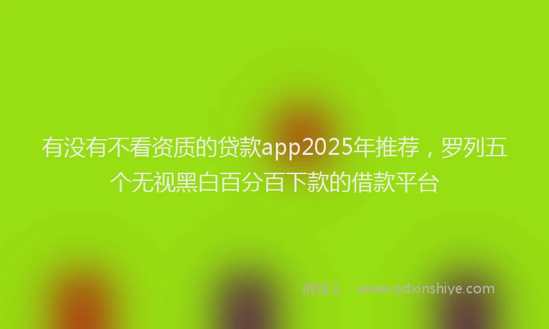 有没有不看资质的贷款app2025年推荐，罗列五个无视黑白百分百下款的借款平台