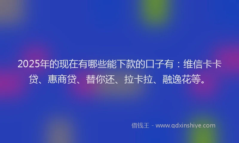 2025年的现在有哪些能下款的口子有：维信卡卡贷、惠商贷、替你还、拉卡拉、融逸花等。