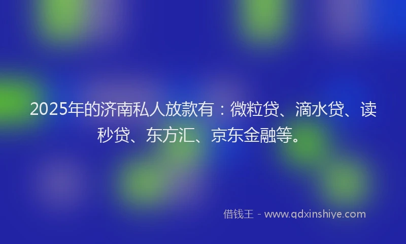 2025年的济南私人放款有：微粒贷、滴水贷、读秒贷、东方汇、京东金融等。