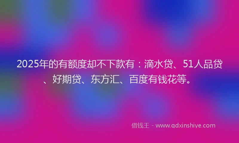 2025年的有额度却不下款有：滴水贷、51人品贷、好期贷、东方汇、百度有钱花等。