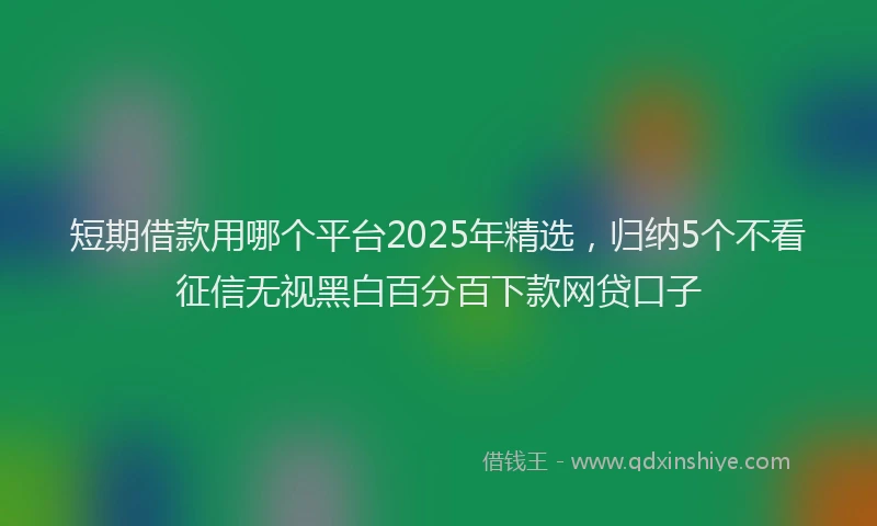 短期借款用哪个平台2025年精选，归纳5个不看征信无视黑白百分百下款网贷口子