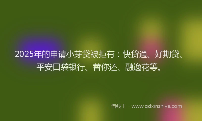 2025年的申请小芽贷被拒有：快贷通、好期贷、平安口袋银行、替你还、融逸花等。