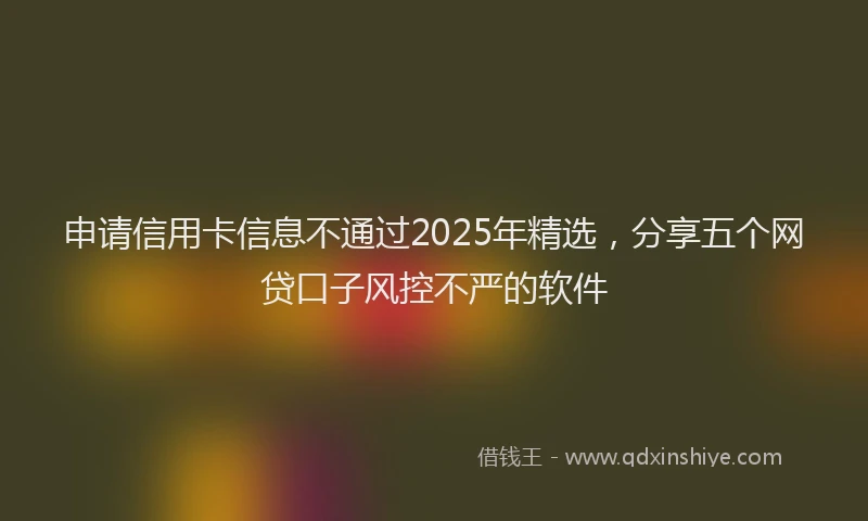 申请信用卡信息不通过2025年精选，分享五个网贷口子风控不严的软件
