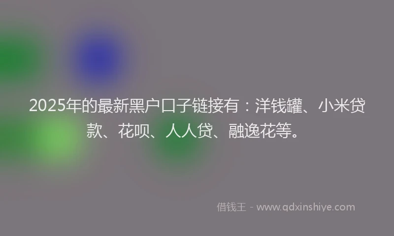 2025年的最新黑户口子链接有：洋钱罐、小米贷款、花呗、人人贷、融逸花等。