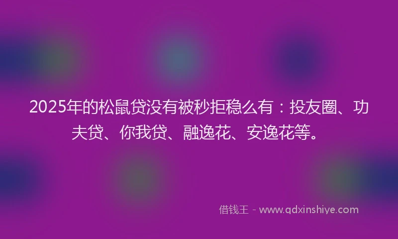 2025年的松鼠贷没有被秒拒稳么有：投友圈、功夫贷、你我贷、融逸花、安逸花等。