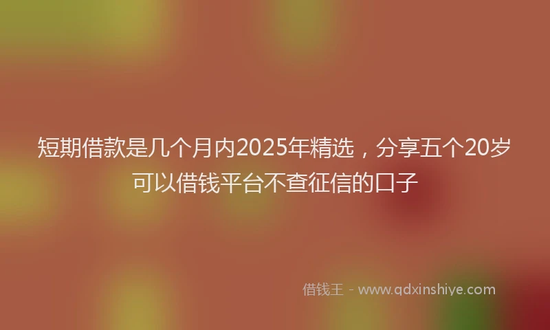 短期借款是几个月内2025年精选，分享五个20岁可以借钱平台不查征信的口子