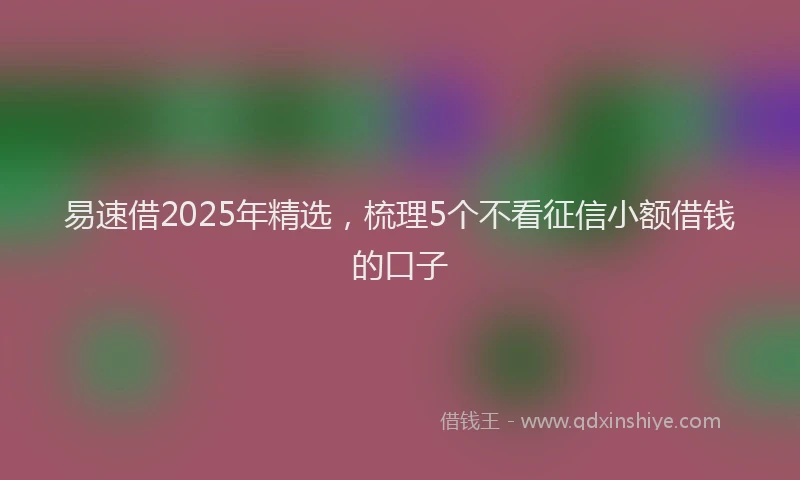 易速借2025年精选，梳理5个不看征信小额借钱的口子