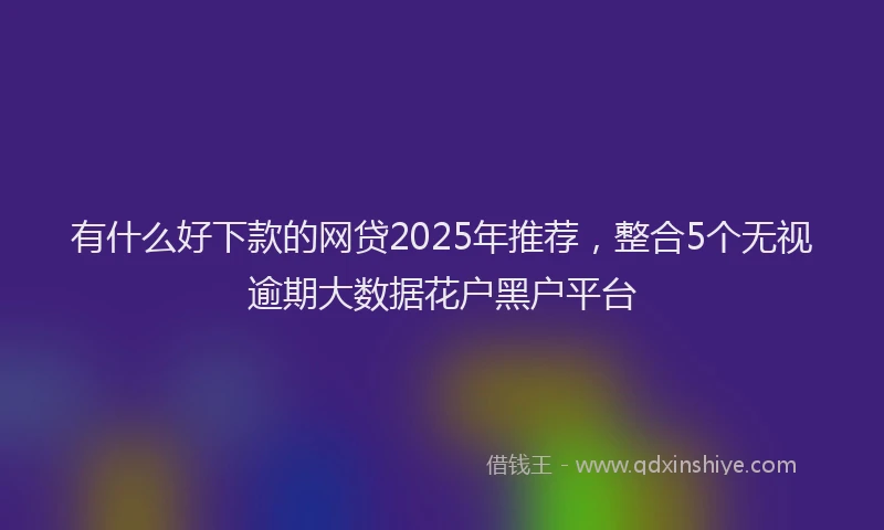 有什么好下款的网贷2025年推荐，整合5个无视逾期大数据花户黑户平台
