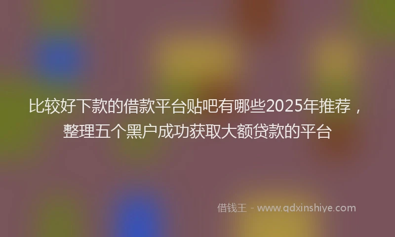 比较好下款的借款平台贴吧有哪些2025年推荐，整理五个黑户成功获取大额贷款的平台