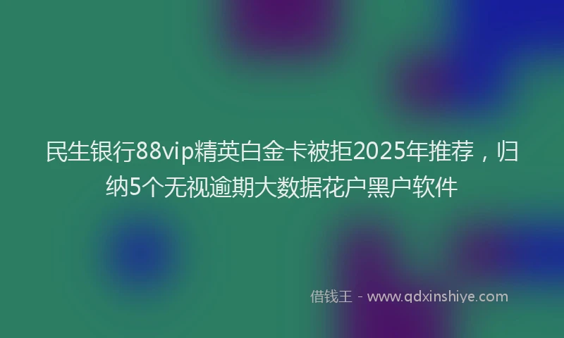 民生银行88vip精英白金卡被拒2025年推荐，归纳5个无视逾期大数据花户黑户软件