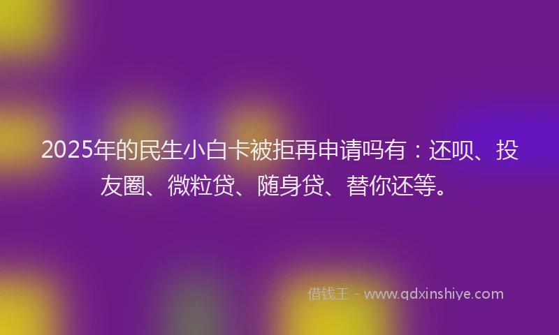 2025年的民生小白卡被拒再申请吗有：还呗、投友圈、微粒贷、随身贷、替你还等。
