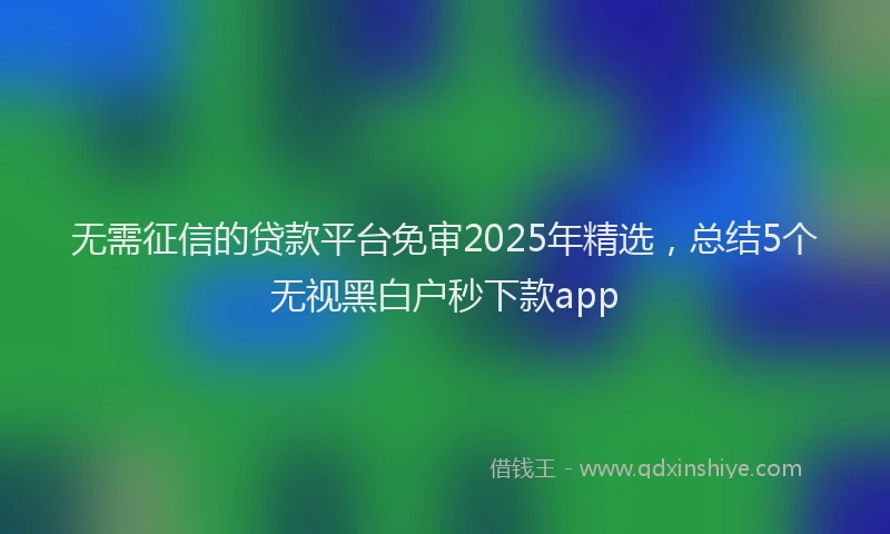 无需征信的贷款平台免审2025年精选，总结5个无视黑白户秒下款app
