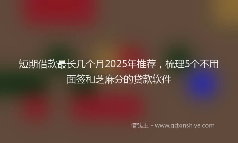 短期借款最长几个月2025年推荐，梳理5个不用面签和芝麻分的贷款软件