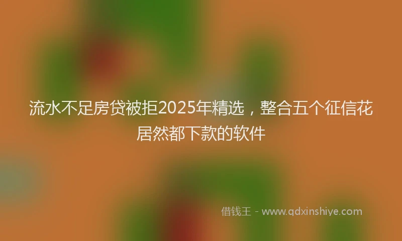 流水不足房贷被拒2025年精选，整合五个征信花居然都下款的软件
