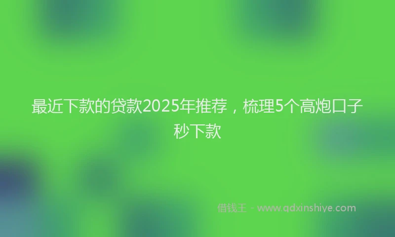 最近下款的贷款2025年推荐，梳理5个高炮口子秒下款