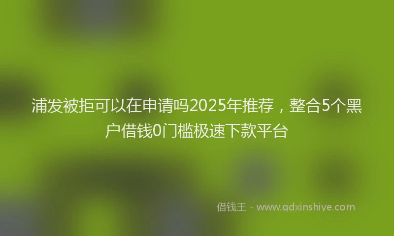 浦发被拒可以在申请吗2025年推荐，整合5个黑户借钱0门槛极速下款平台