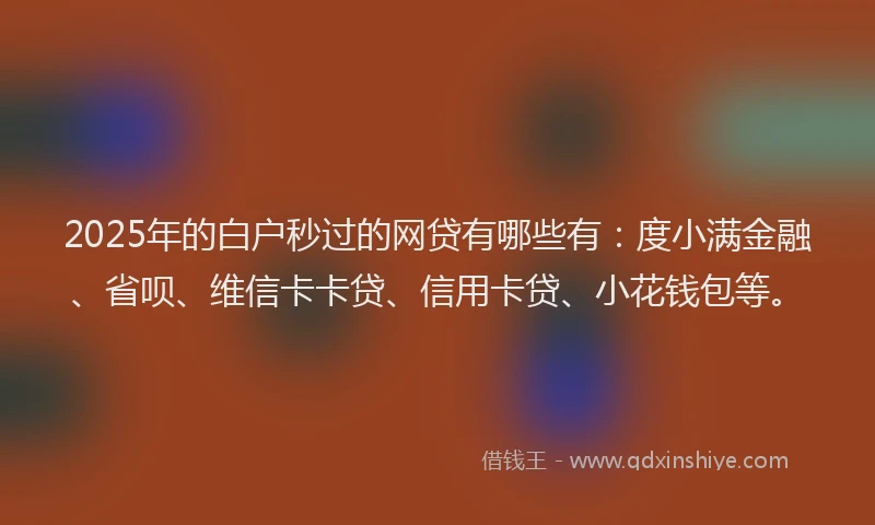 2025年的白户秒过的网贷有哪些有：度小满金融、省呗、维信卡卡贷、信用卡贷、小花钱包等。