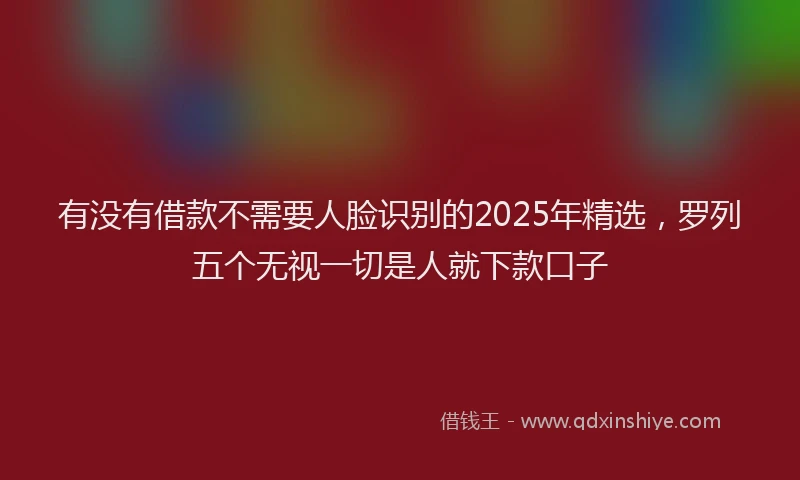 有没有借款不需要人脸识别的2025年精选，罗列五个无视一切是人就下款口子