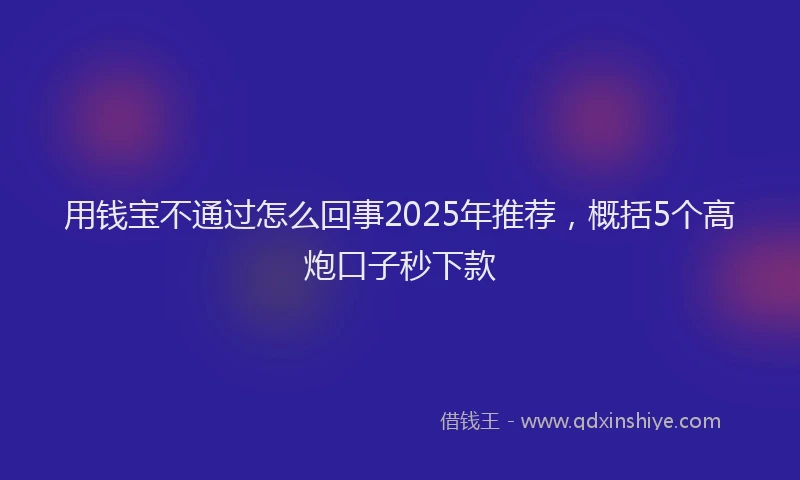 用钱宝不通过怎么回事2025年推荐，概括5个高炮口子秒下款