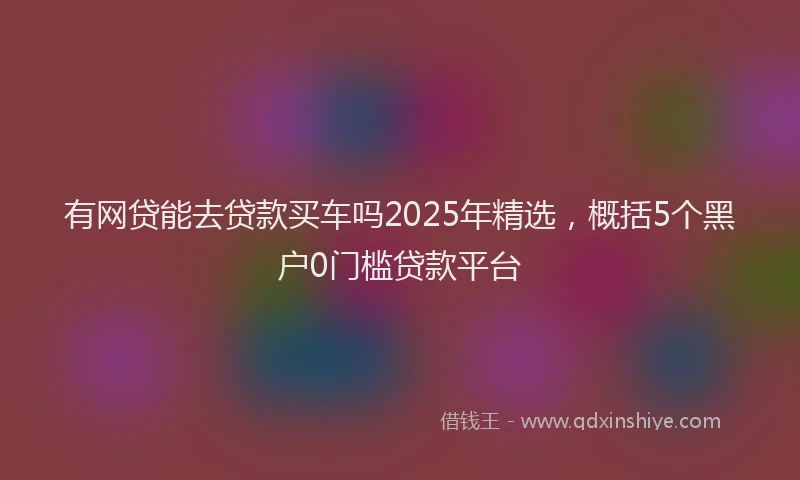 有网贷能去贷款买车吗2025年精选，概括5个黑户0门槛贷款平台