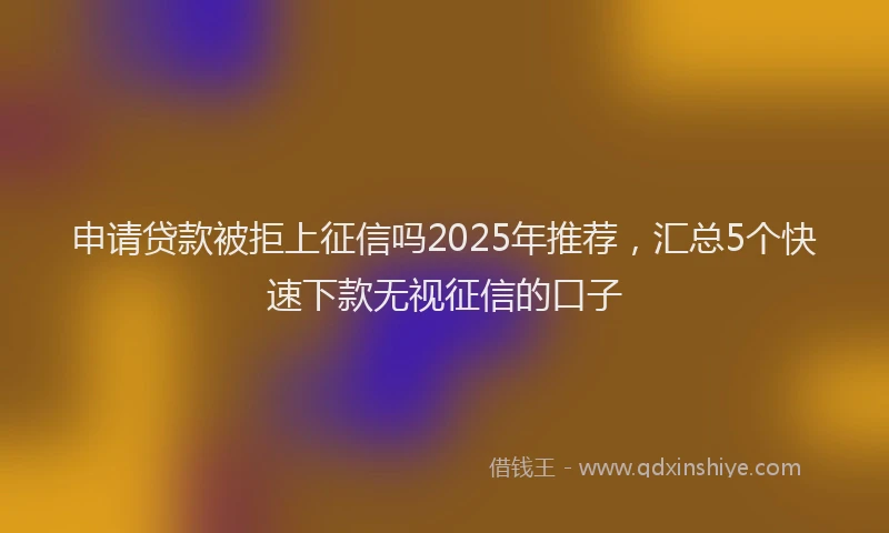 申请贷款被拒上征信吗2025年推荐，汇总5个快速下款无视征信的口子