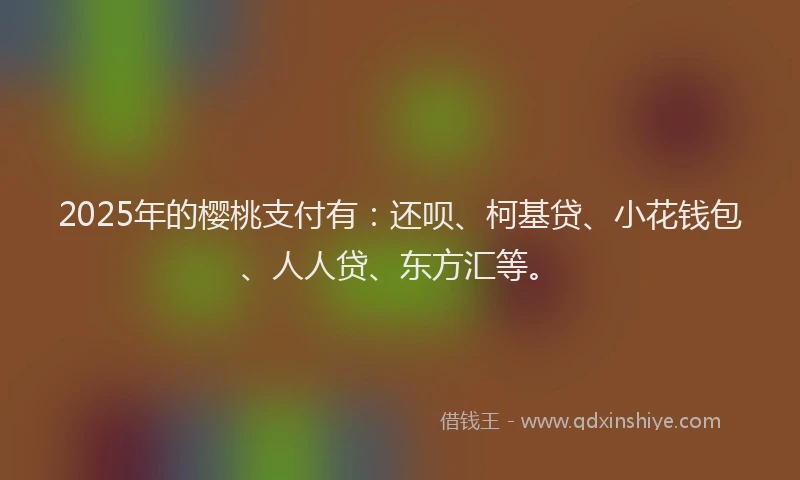 2025年的樱桃支付有：还呗、柯基贷、小花钱包、人人贷、东方汇等。