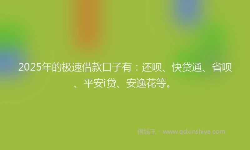2025年的极速借款口子有：还呗、快贷通、省呗、平安i贷、安逸花等。