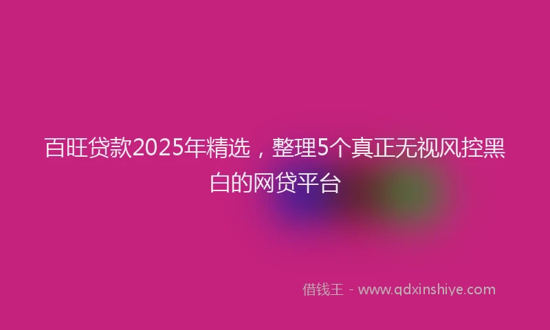百旺贷款2025年精选，整理5个真正无视风控黑白的网贷平台